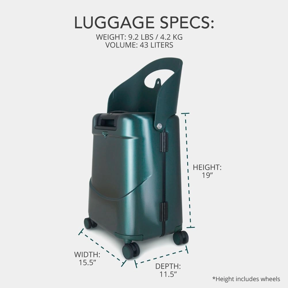 MiaMily 4-Wheel Carry On Luggage with Seat for Kids with Seat Belt