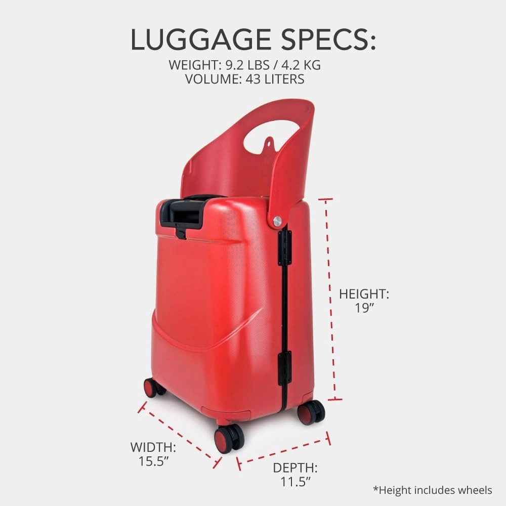 MiaMily 4-Wheel Carry On Luggage with Seat for Kids with Seat Belt