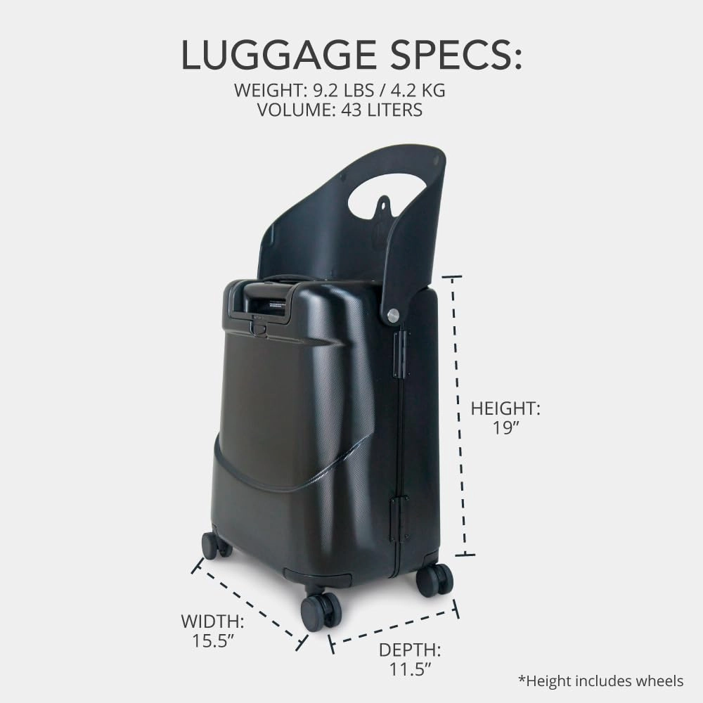 MiaMily 4-Wheel Carry On Luggage with Seat for Kids with Seat Belt