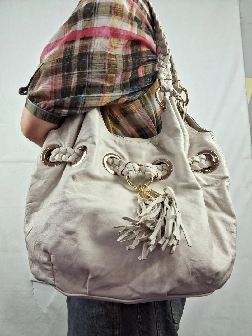 Michael Kors Cream Slouchy Braided Handbag