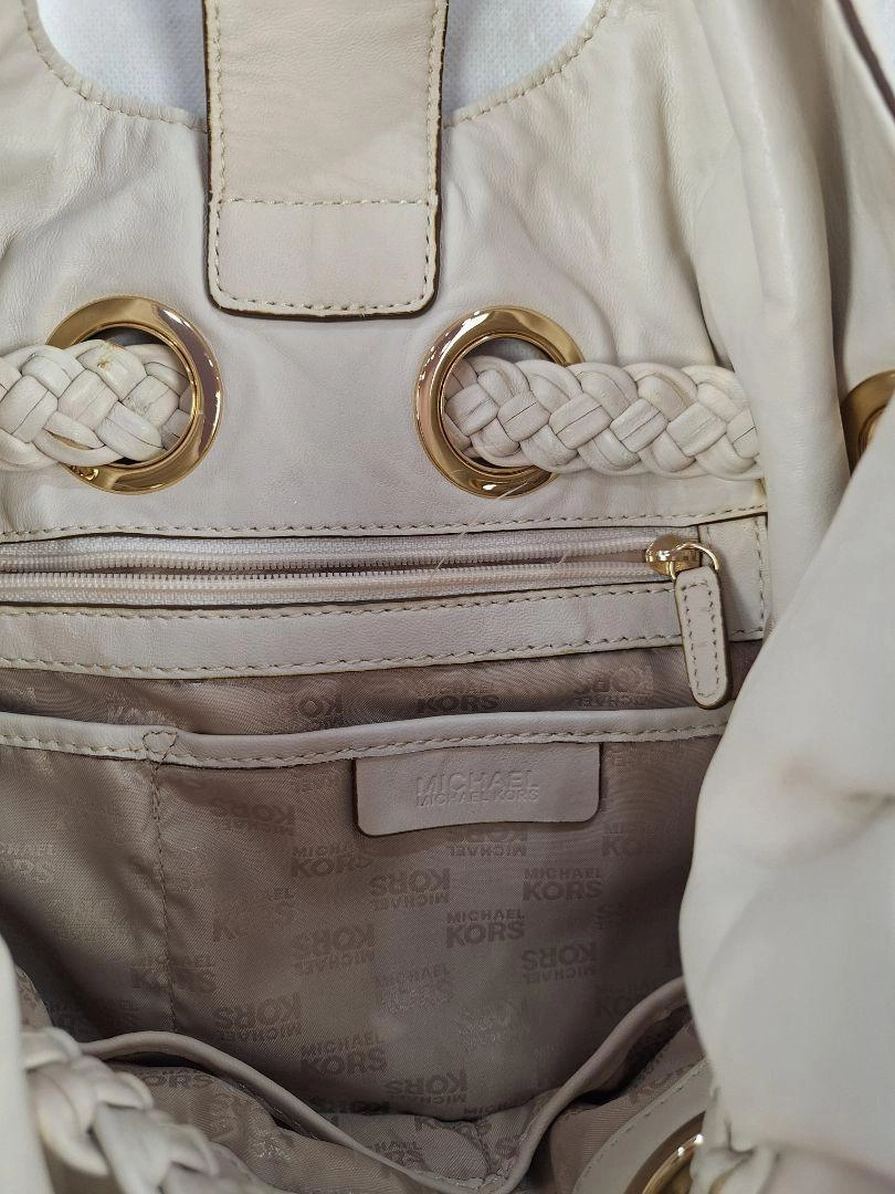 Michael Kors Cream Slouchy Braided Handbag