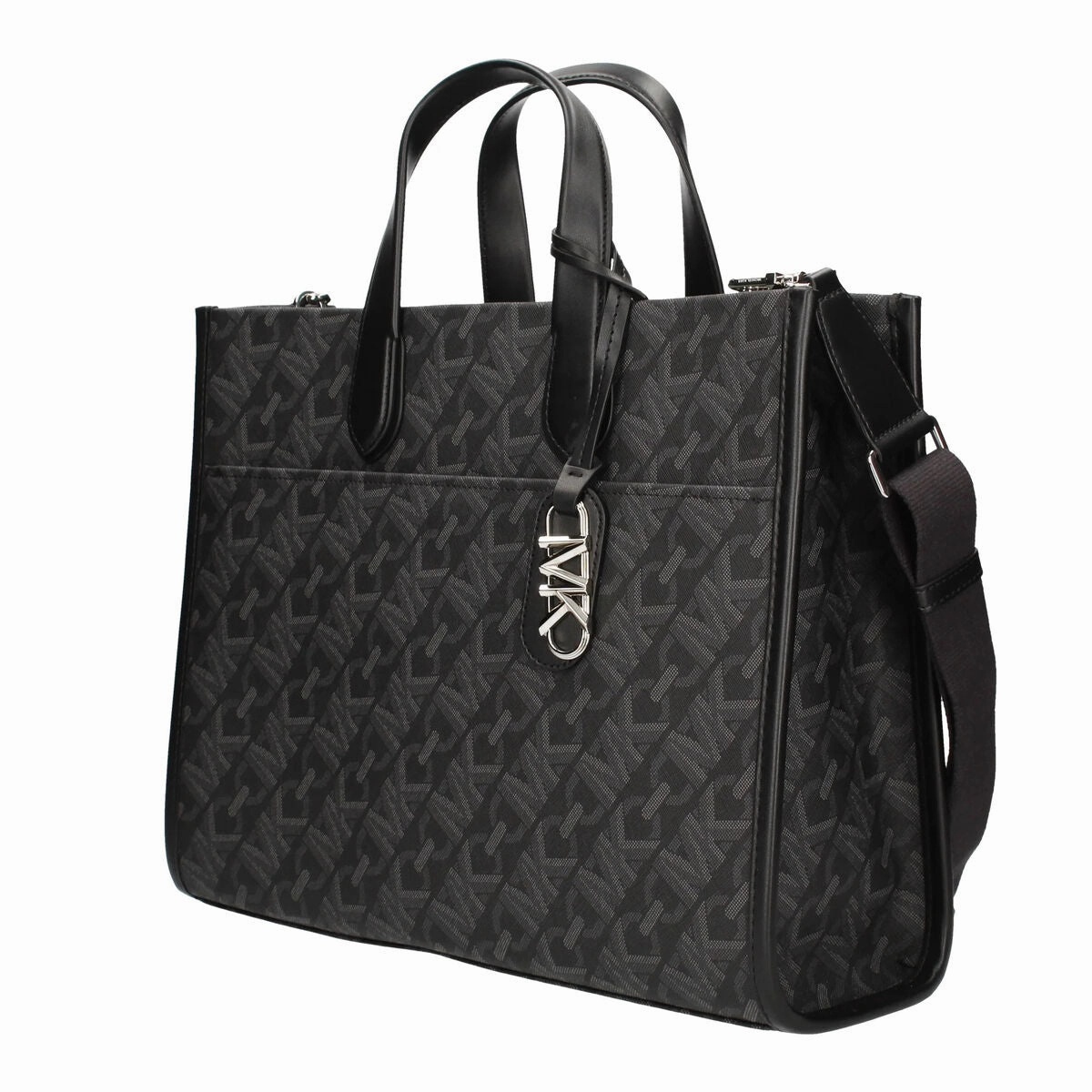 Michael Kors GIGI Logo Print Large Shoulder Crossbody Black