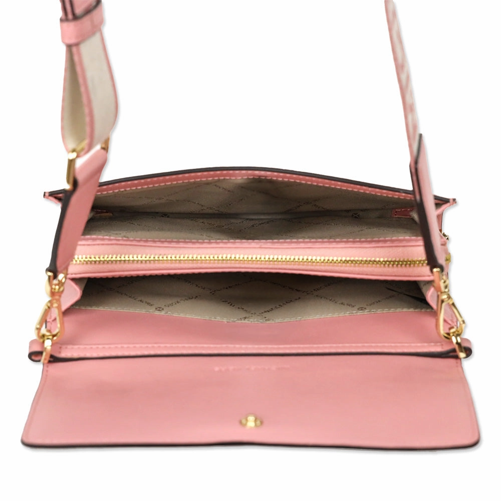 Michael Kors Jet Set Large Pink Leather Crossbody Bag
