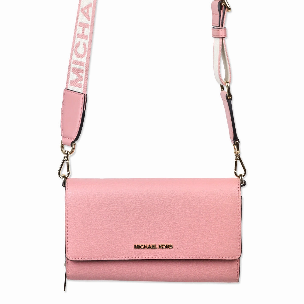Michael Kors Jet Set Large Pink Leather Crossbody Bag
