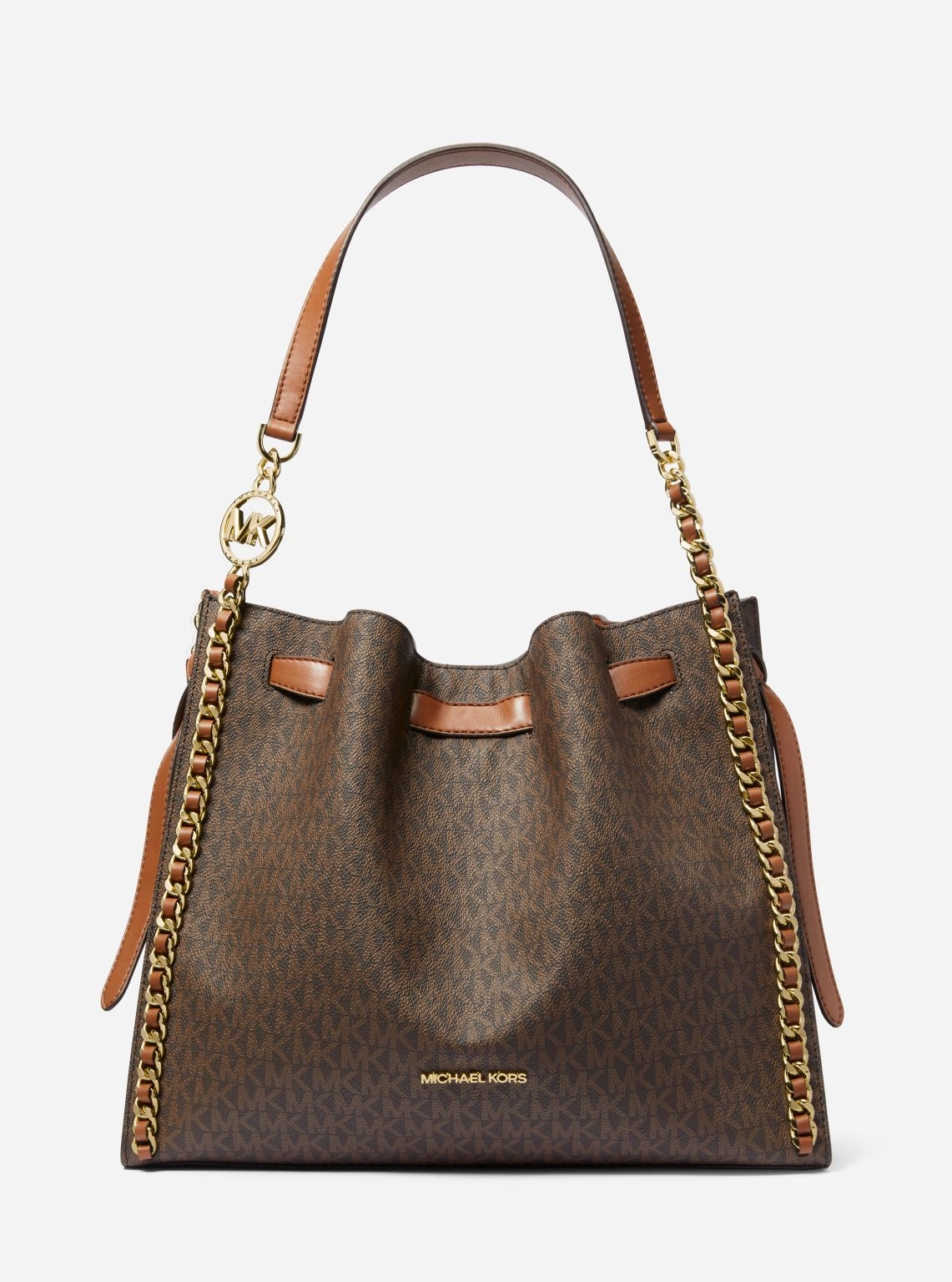 Mina Large Signature Logo Chain Shoulder Bag