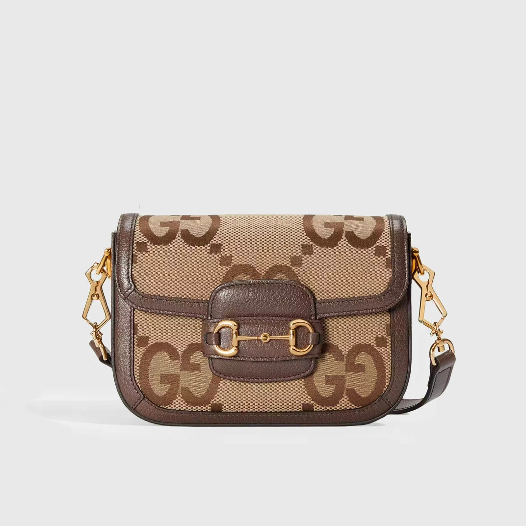 Mini Horsebit 1955 Jumbo GG Crossbody Bag in Brown