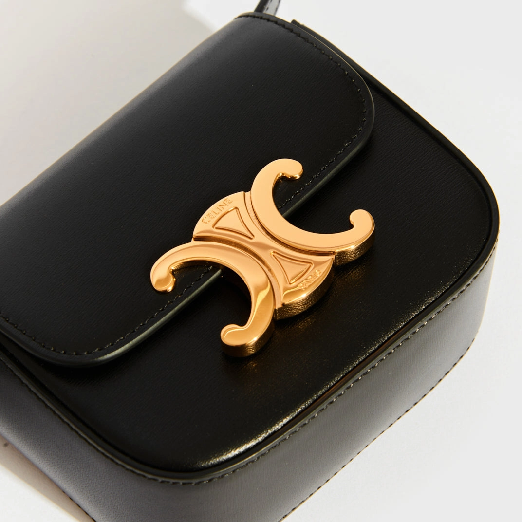 Mini Triomphe Crossbody Bag in Black