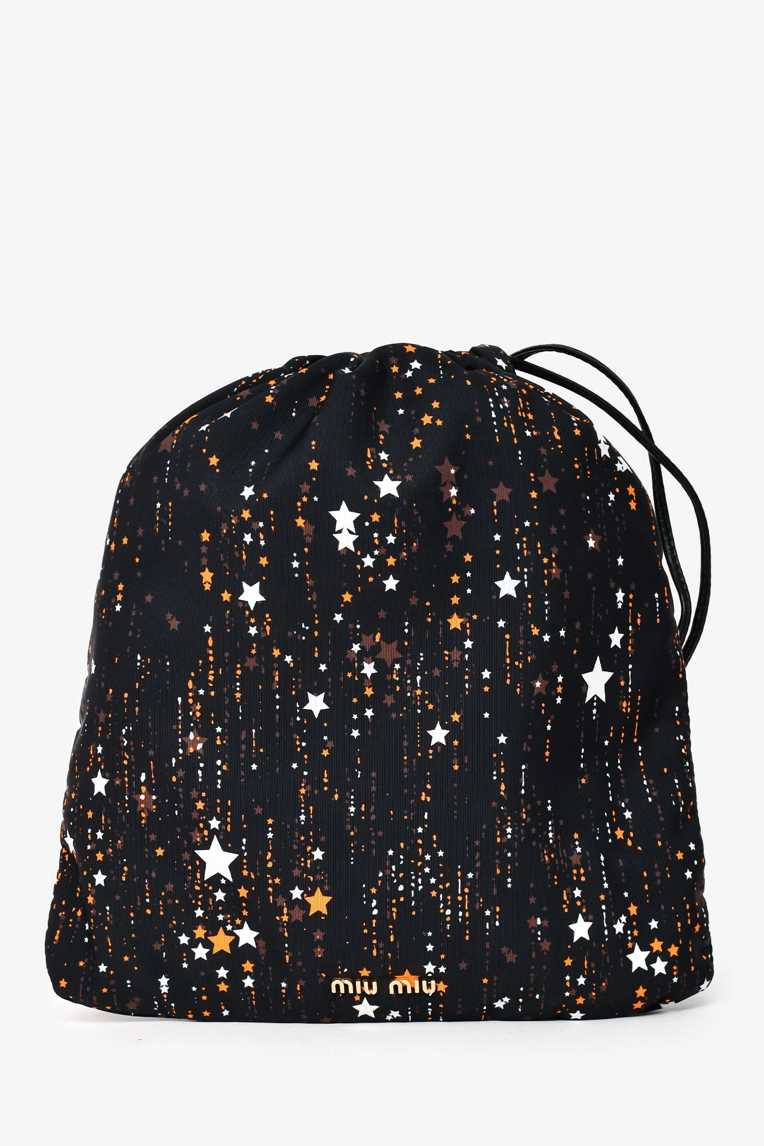 Miu Miu Black/Brown Star Printed Drawstring Pouch
