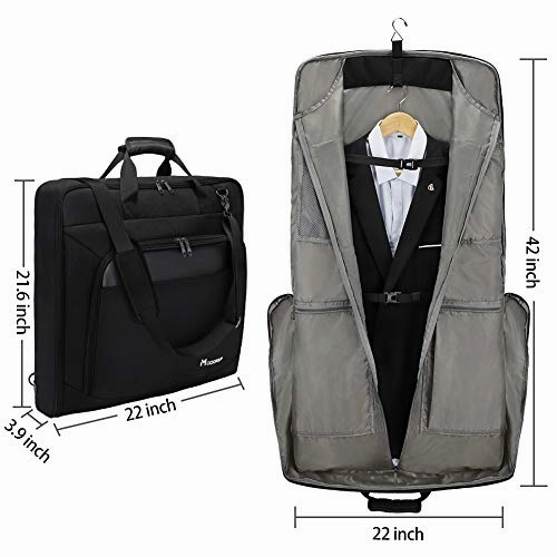 Modoker Suit Luggage Garment Bag with Shoulder Strap, Suit Carry on Bag Hanging Suitcase Black Garment Bags for Men Women Business Travel