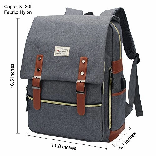 Modoker Vintage Laptop Backpack for Women Men,School College Backpack with USB Charging Port