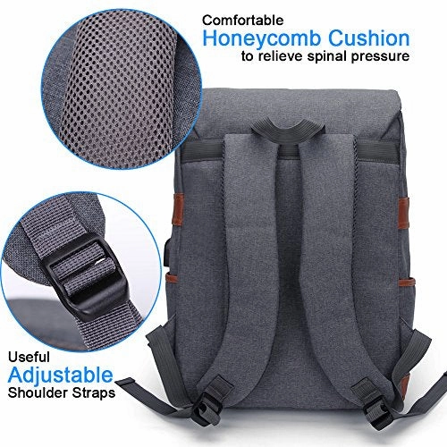 Modoker Vintage Laptop Backpack for Women Men,School College Backpack with USB Charging Port