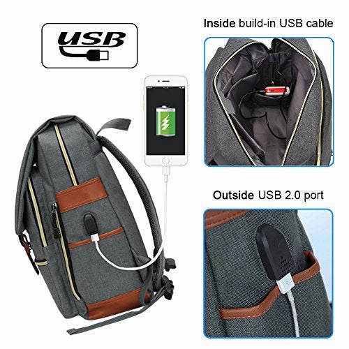 Modoker Vintage Laptop Backpack for Women Men,School College Backpack with USB Charging Port