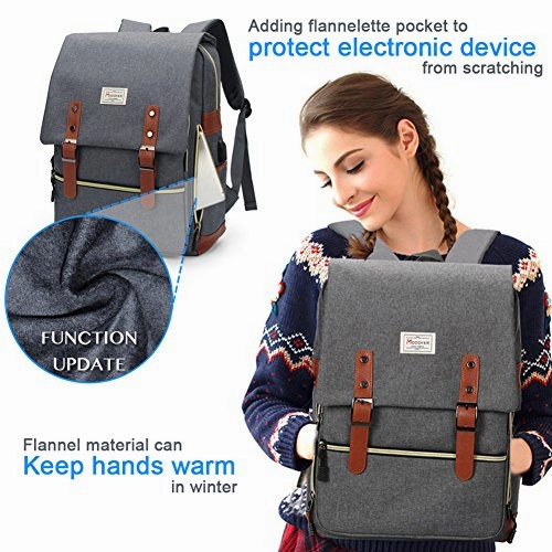 Modoker Vintage Laptop Backpack for Women Men,School College Backpack with USB Charging Port