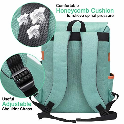 Modoker Womens Vintage Laptop Backpack with USB Charging Port, Slim Laptop Backpack for Women Men Travel School College Teal Bookbag Fashion Rucksack Backpack Fits 15.6 Inch Notebook, Daypack Green
