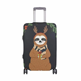 My Daily Cute Antlers Sloth Christmas Luggage Cover Fits 30-32 Inch Suitcase Spandex Travel