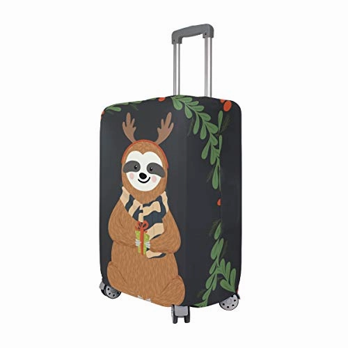My Daily Cute Antlers Sloth Christmas Luggage Cover Fits 30-32 Inch Suitcase Spandex Travel