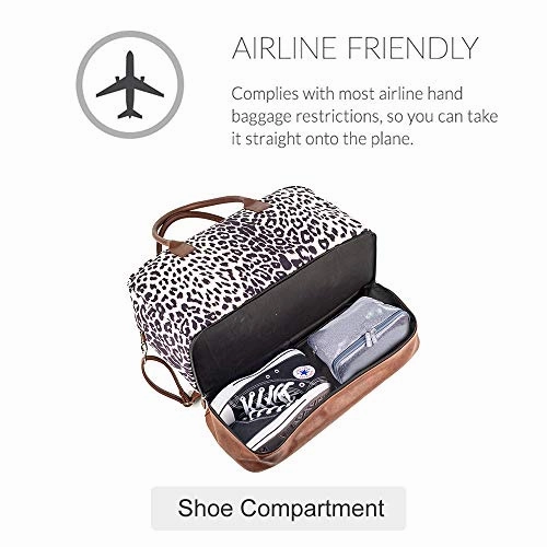 MyMealivos Canvas Weekender Bag, Overnight Travel Carry On Duffel Tote with Shoe Pouch