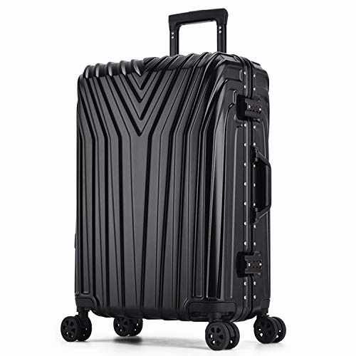 New Aluminum Frame Rolling Luggage Women Travel Bag Trolley Suitcase Carry On Luggage,Silver,24