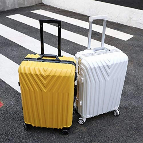 New Aluminum Frame Rolling Luggage Women Travel Bag Trolley Suitcase Carry On Luggage,Silver,24