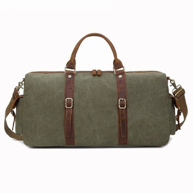 New Canvas Leather Men Bucket Travel Bags Carry On Luggage Bags Men Duffel Bags Travel Tote Large