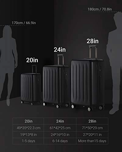 NINETYGO Carry on Luggage 22x14x9 with Spinner Wheels, 100% Polycarbonate Hardside Luggage, Carry on Suitcase with TSA Lock for Travel, Super Durability & Slim Simplistic Design (20-Inch Black)