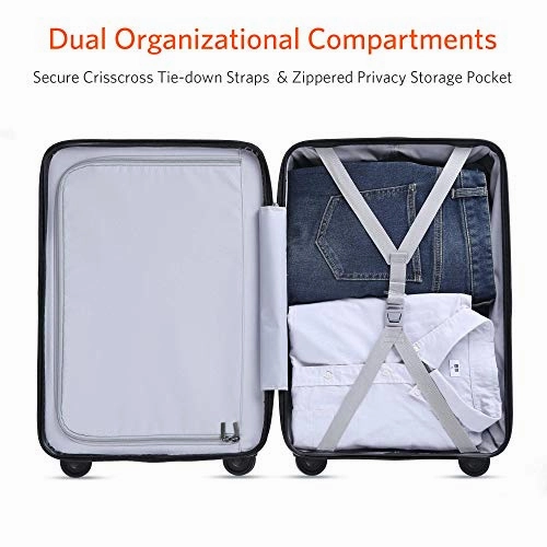 NINETYGO Carry on Luggage with Spinner Wheels, 22x14x9 Luggage, 100% PC Lightweight Hardside Suitcase with TSA Lock (20-inch Black)