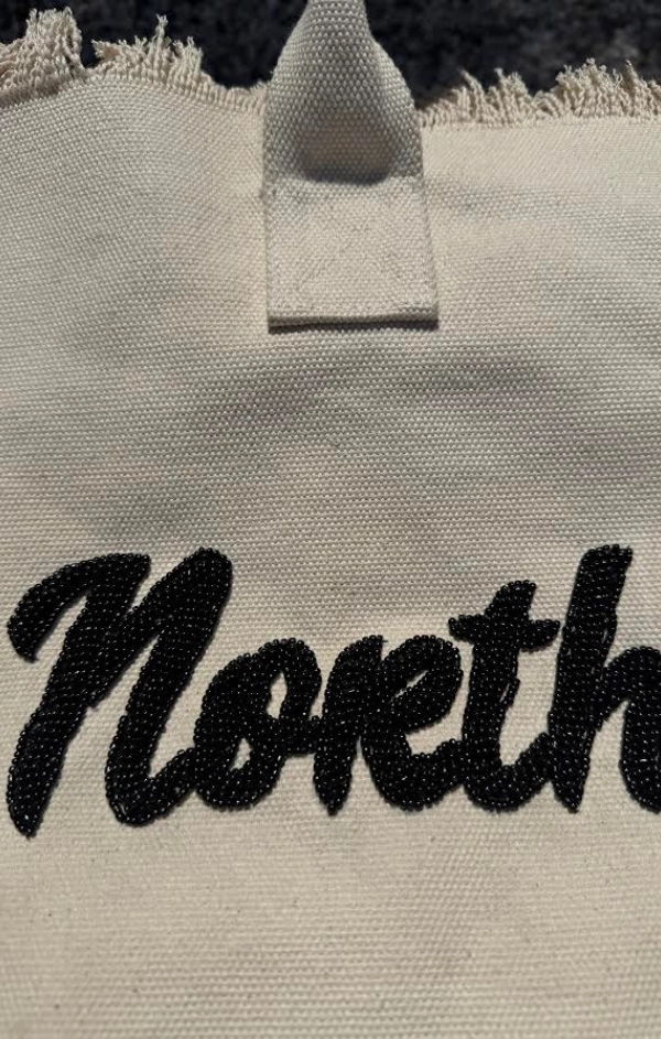 North Fork Beaded Letter Canvas Tote