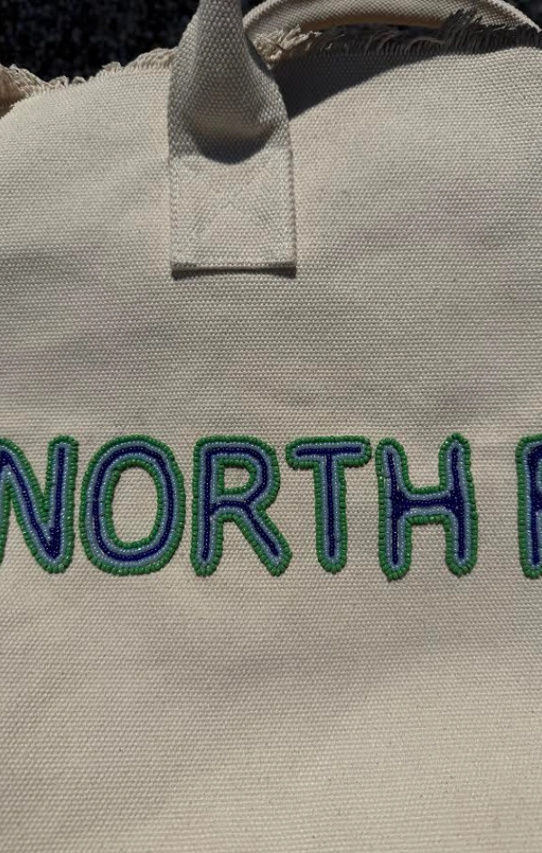 North Fork Beaded Letter Canvas Tote