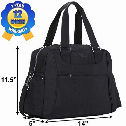 Nylon Travel Tote Cross-body Carry On Bag with shoulder strap (Black)