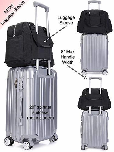Nylon Travel Tote Cross-body Carry On Bag with shoulder strap (Black)