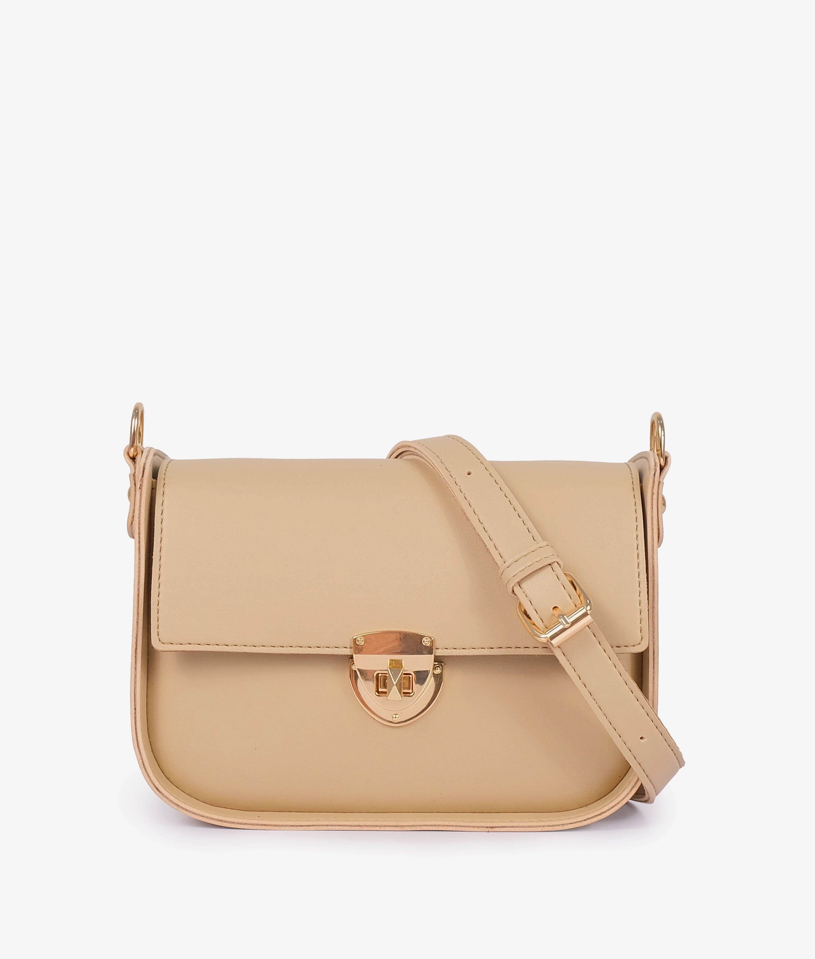 Off-white saddle bag with twist lock