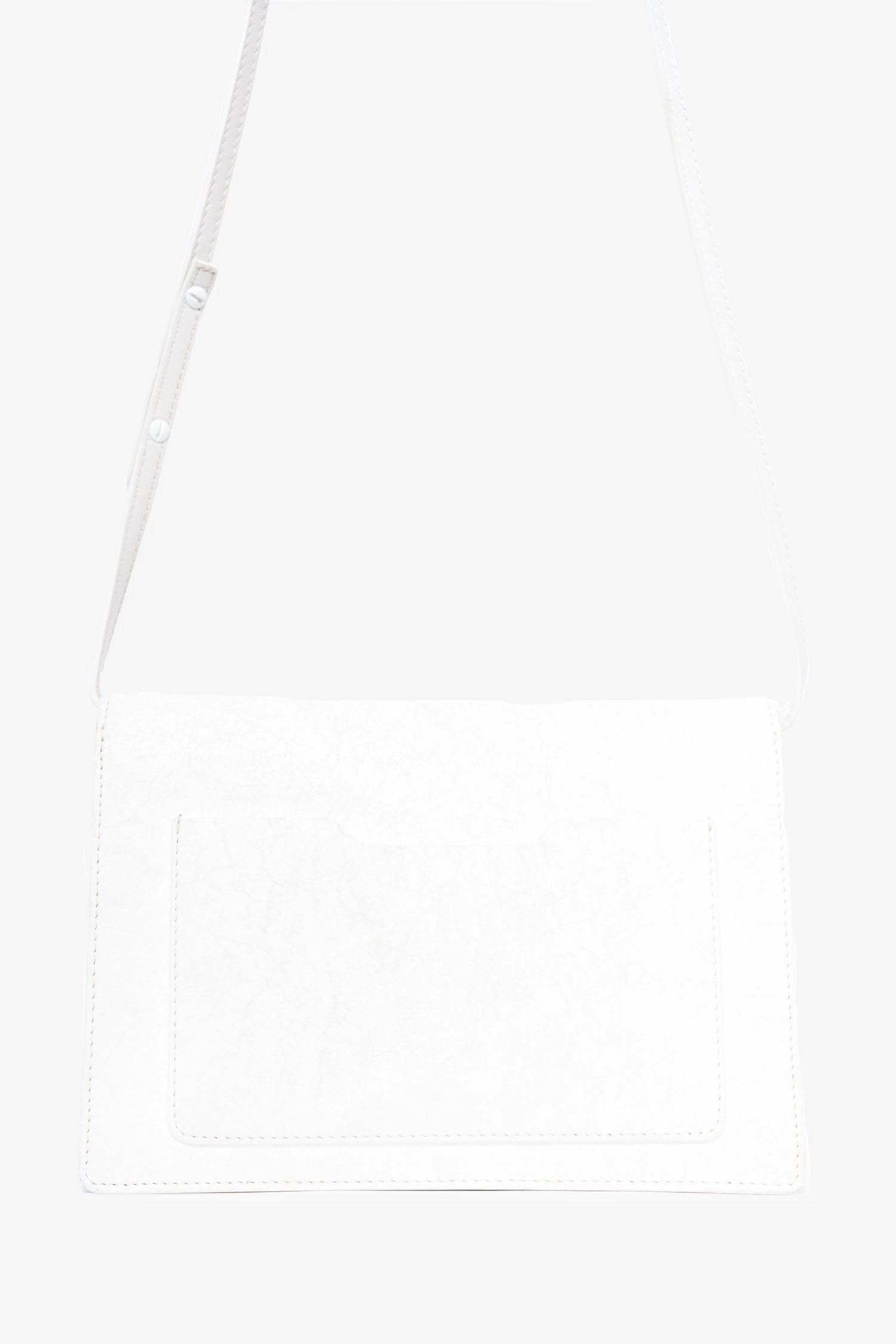 Off-White White Crinkled Leather Flap Crossbody Bag