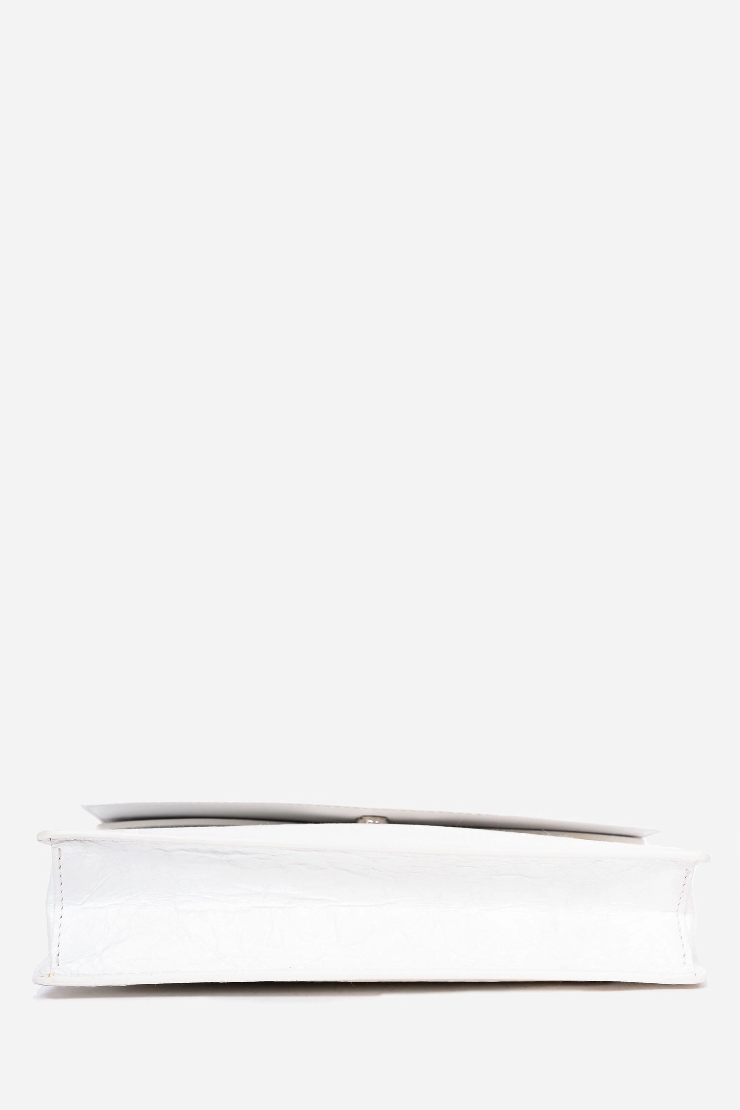 Off-White White Crinkled Leather Flap Crossbody Bag