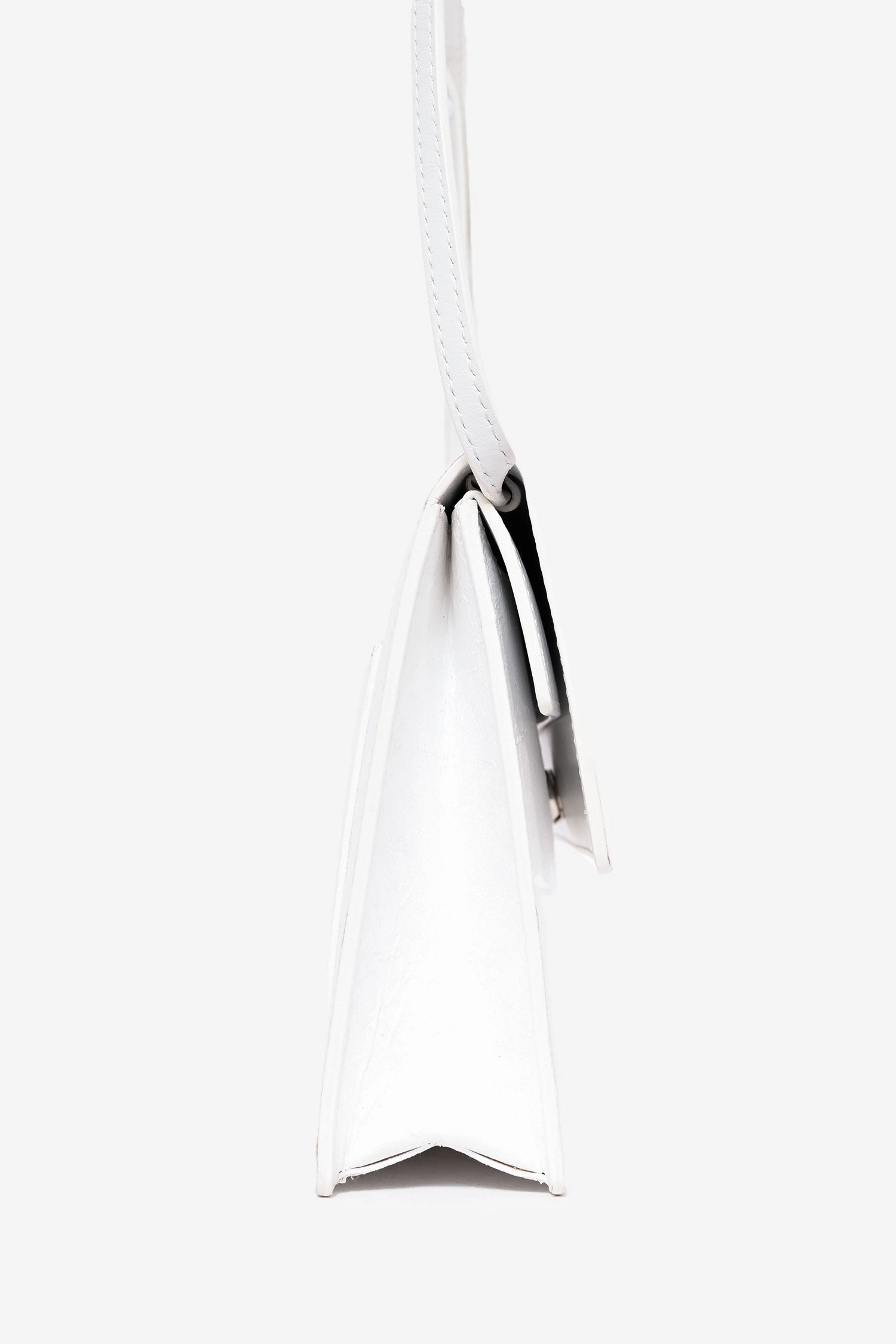 Off-White White Crinkled Leather Flap Crossbody Bag