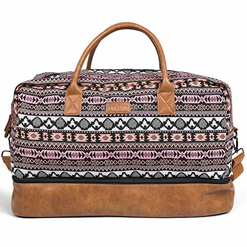 Oflamn Weekender Bag for Women Carry-On Luggage Bohemianstyle Duffle Bag Overnight Bags 3-4 Day' Travel Bags with Separated Shoes Compartment