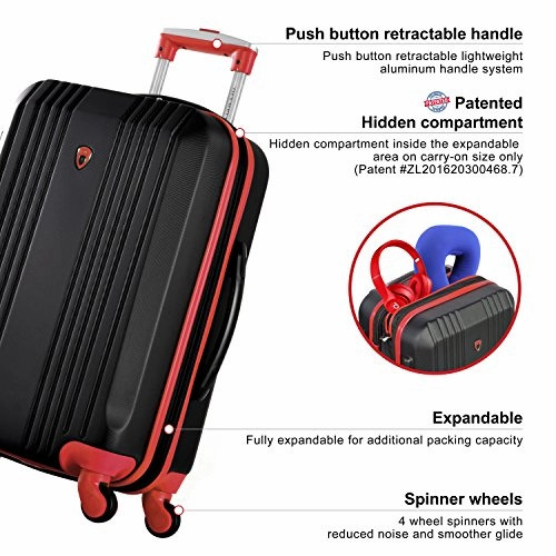 Olympia Apache Ii 21" Carry-on Spinner, BLACK RED