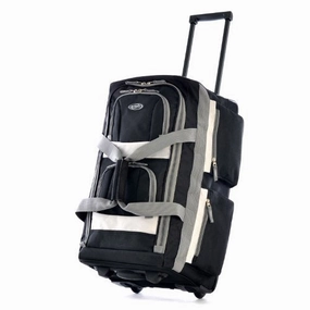 Olympia Luggage 22" 8 Pocket Rolling Duffel Bag, Black, One Size