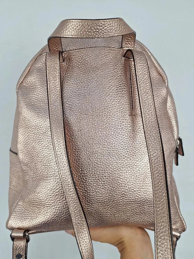 Oroton Pebble Leather Rose Gold Backpack