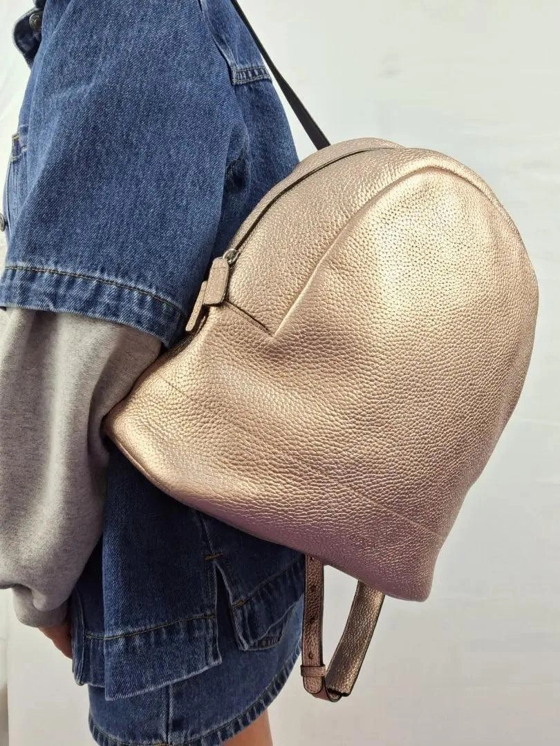 Oroton Pebble Leather Rose Gold Backpack