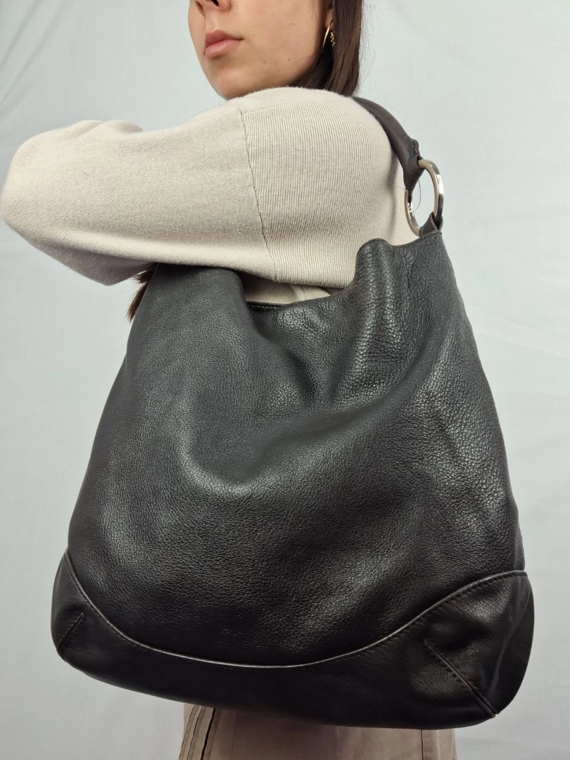 Oroton Soft Brown Leather Hobo Style Bag