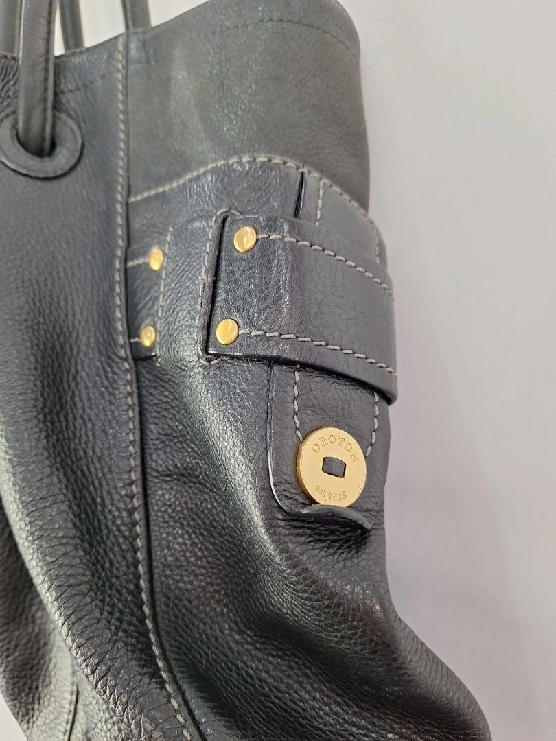 Oroton Soft Pebble Leather Eyelet Bag