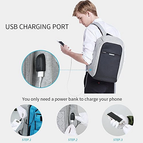 Oscaurt Business Travel Backpack, Laptop Backpack College School Bookbag With Usb Charging Port For