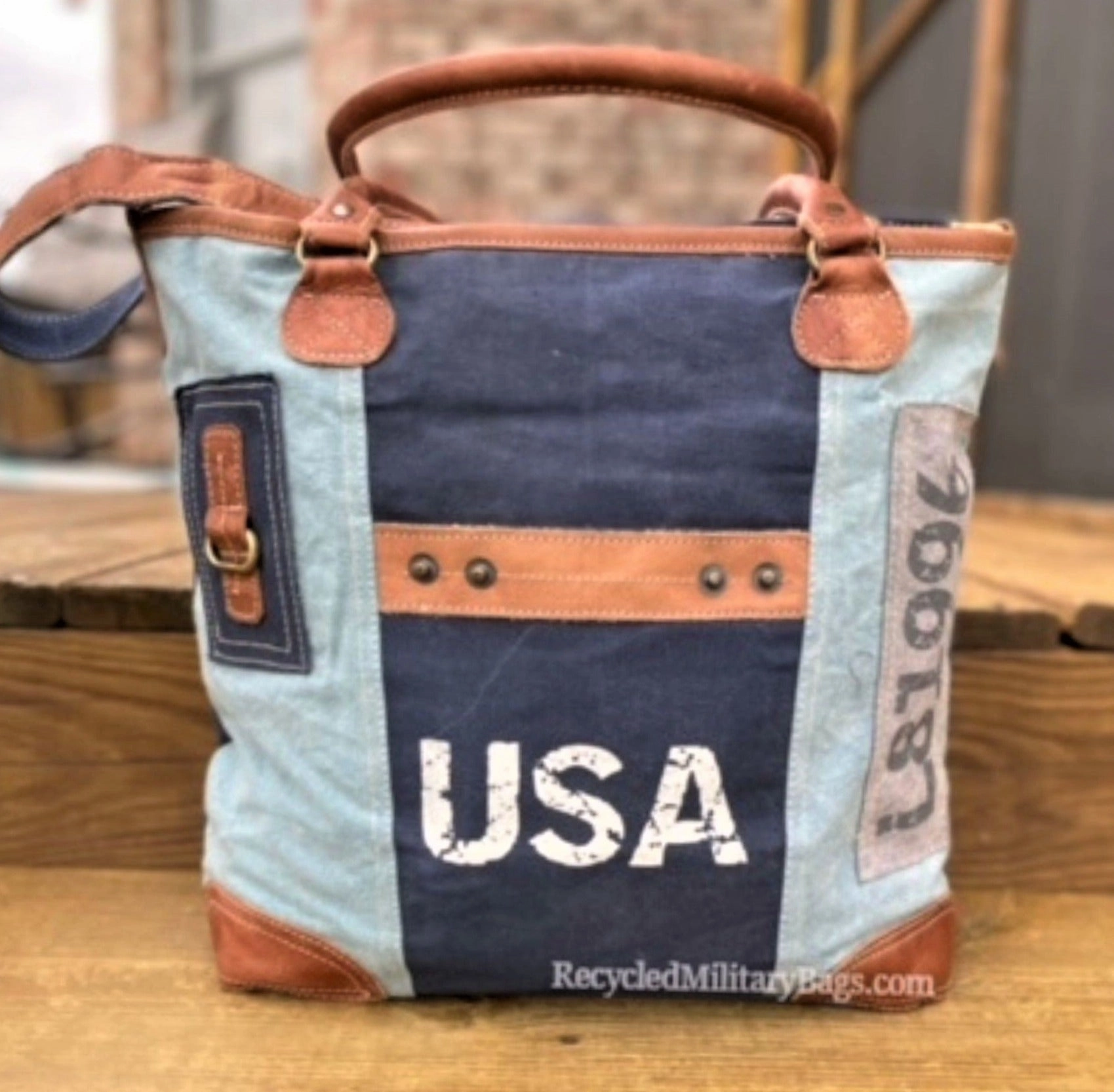 Patriotic USA Blue Sustainable Canvas Tote or Purse