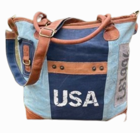 Patriotic USA Blue Sustainable Canvas Tote or Purse