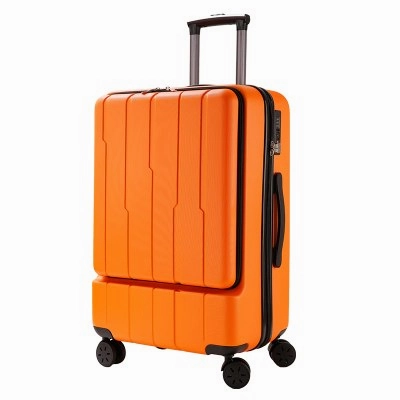 Pc   Abs Business Rolling Luggage Front Open Computer Bag Male Boarding Chassis Women'S Suitcase 24