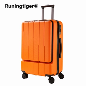 Pc   Abs Business Rolling Luggage Front Open Computer Bag Male Boarding Chassis Women'S Suitcase 24