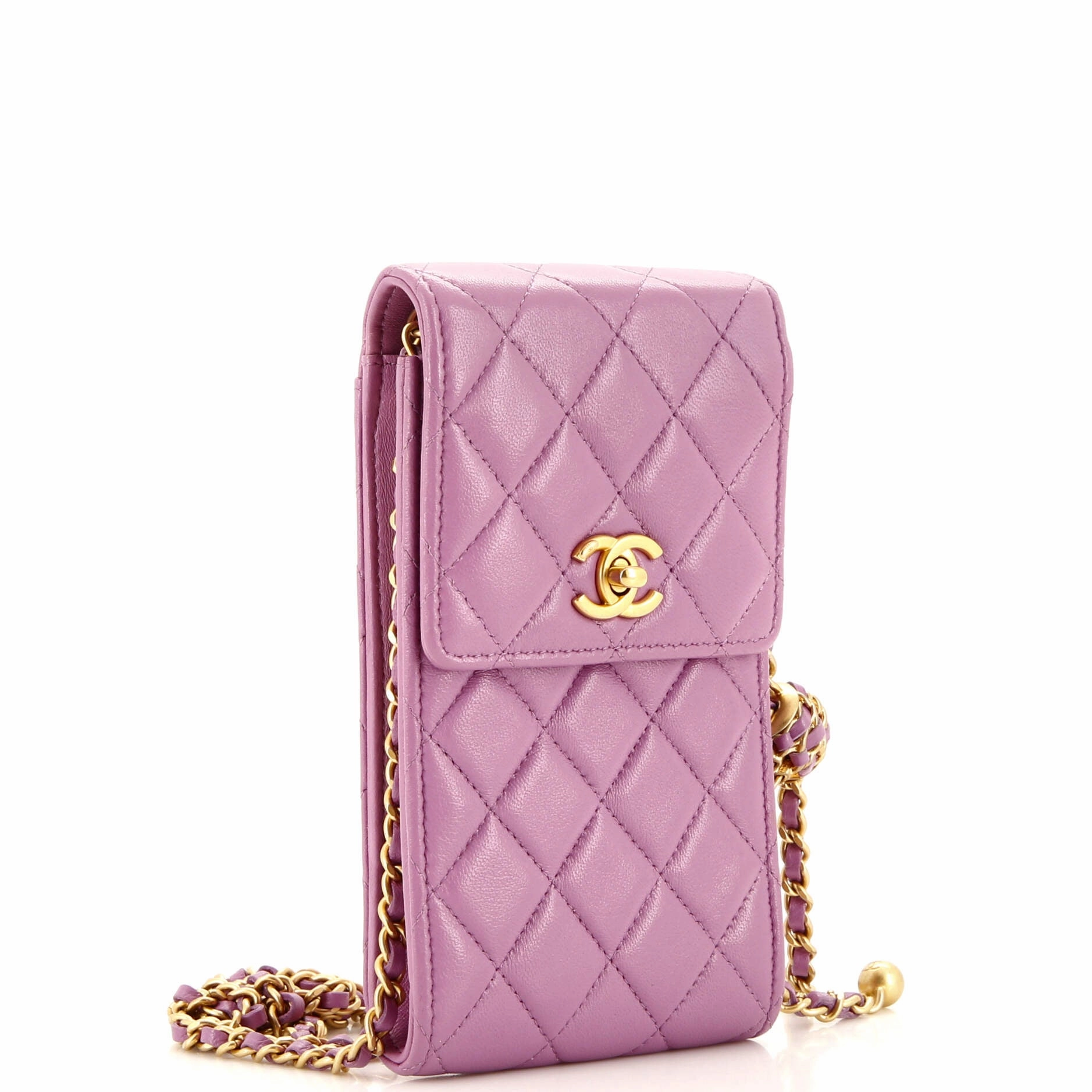 Pearl Crush Phone Holder Crossbody Bag Quilted Lambskin