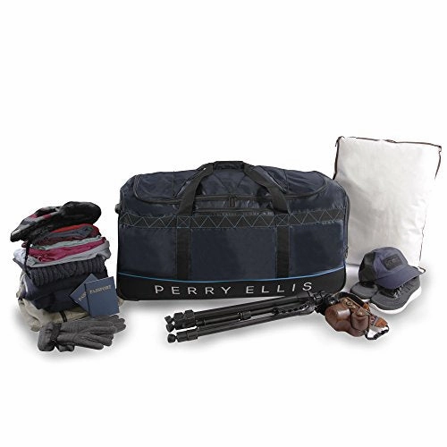 Perry Ellis Men'S Extra Large 35" Rolling A335 Duffel Bag, Navy/Blue, One Size