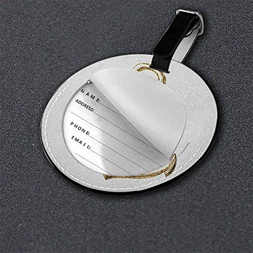 Personality round luggage tag Nautical Fashion match Gold Foil Anchor Image Be Safe and Grounded Voyage Journey Adventure FishermanDiameter3.7" Gold White