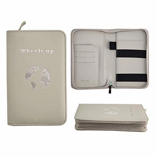 Phone Charging Passport Holder -Multiple Variations with Upgraded Power Bank- RFID Blocking - Travel Wallet Compatible with All Phones - Travel Accessories (Cool Gray)